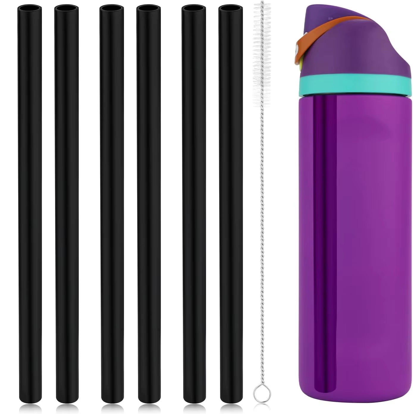 4/6/12PCS Replacement Straws for Owala Water Bottle 24 Oz 32 Oz, Reusable Plastic Straws with Cleaning Brush