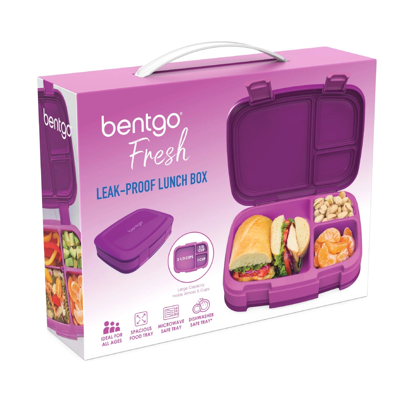Fresh – Leak-Proof, Versatile 4-Compartment Bento-Style Lunch Box with Removable Divider, Portion-Controlled Meals for Teens and Adults On-The-Go – Bpa-Free, Food-Safe Materials (Purple)