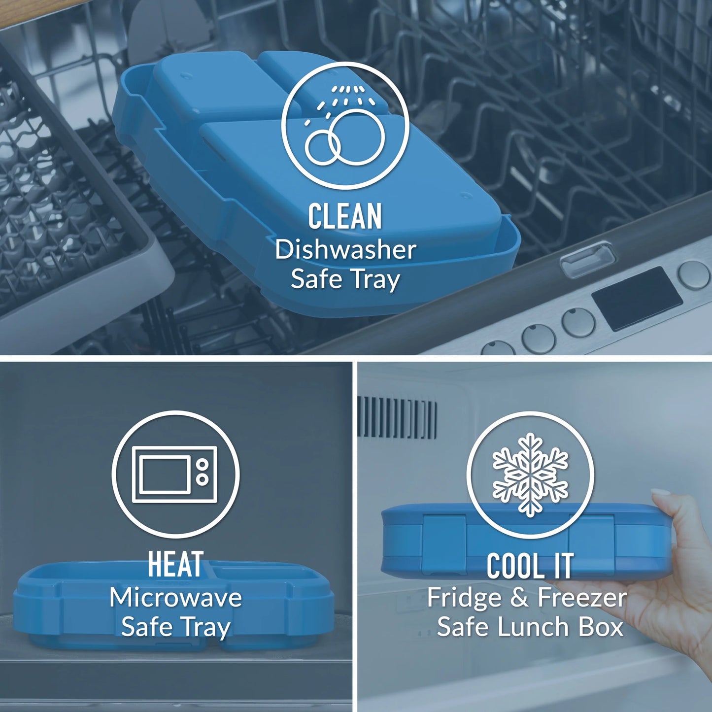 Fresh – Leak-Proof, Versatile 4-Compartment Bento-Style Lunch Box with Removable Divider, Portion-Controlled Meals for Teens and Adults On-The-Go – Bpa-Free, Food-Safe Materials (Blue)