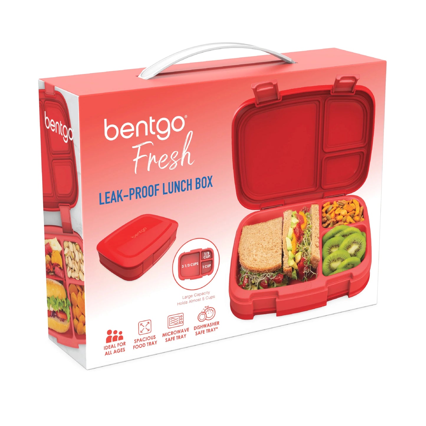 Fresh – Leak-Proof, Bento Lunch Box for Adults and Teens, 4-Compartment Leak-Proof Design, Great for Portion Control