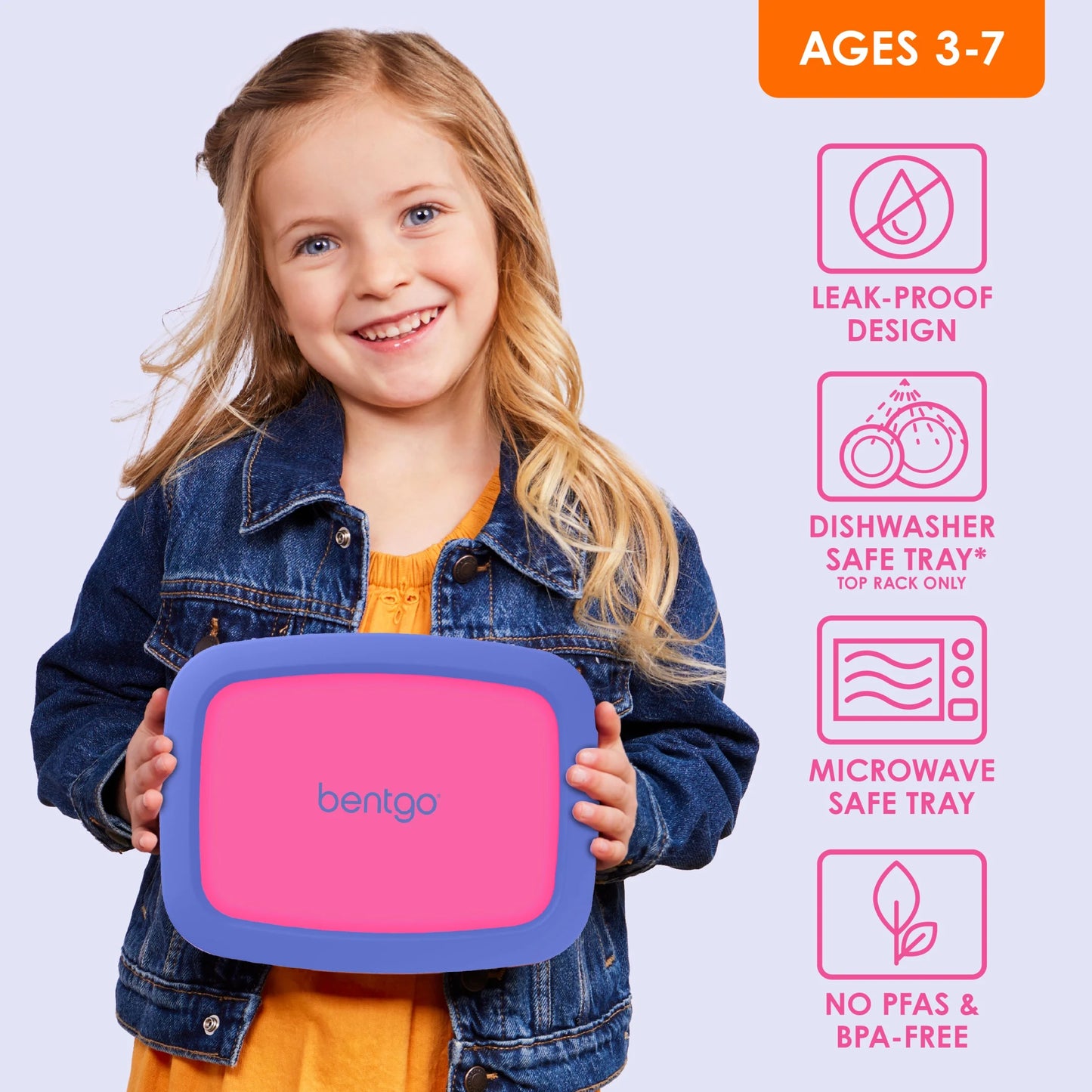 Kids Bento-Style 5-Compartment Leak-Proof Lunch Box - Ideal Portion Sizes for Ages 3 to 7 - Durable, Drop-Proof, Dishwasher Safe, Bpa-Free, & Made with Food-Safe Materials (Fuchsia)
