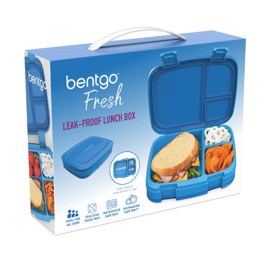 Fresh – Leak-Proof, Versatile 4-Compartment Bento-Style Lunch Box with Removable Divider, Portion-Controlled Meals for Teens and Adults On-The-Go – Bpa-Free, Food-Safe Materials (Blue)