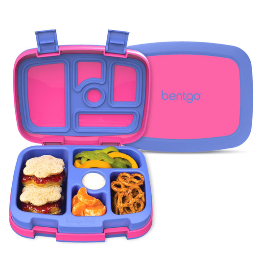 Kids Bento-Style 5-Compartment Leak-Proof Lunch Box - Ideal Portion Sizes for Ages 3 to 7 - Durable, Drop-Proof, Dishwasher Safe, Bpa-Free, & Made with Food-Safe Materials (Fuchsia)